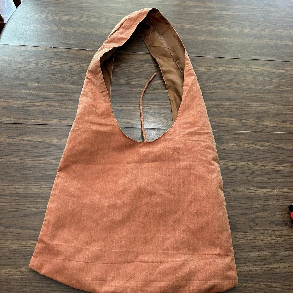 Handmade Beaded Boho Embroidered Hobo Bag‎ Terracotta Tote Floral 70's Vibe